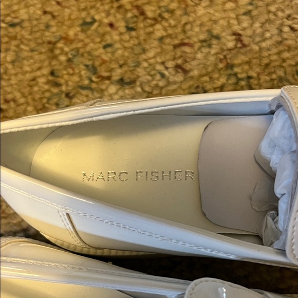 Marc Fisher Women's Shiny White Loafers - Picture 2 of 7
